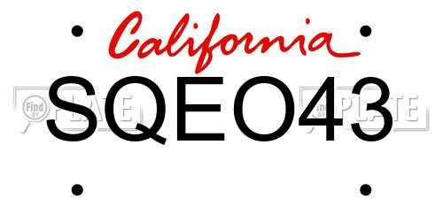 SQEO43 California License Plate