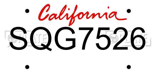 SQG7526 California License Plate