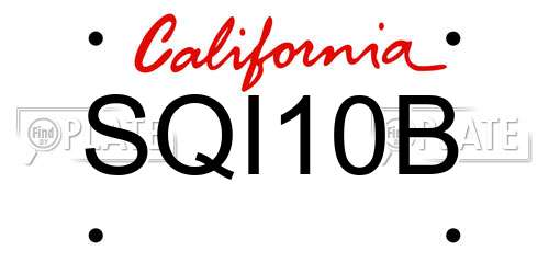 SQI10B California License Plate