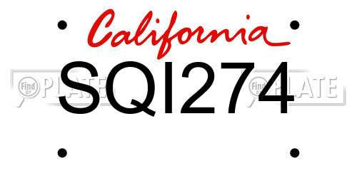 SQI274 California License Plate
