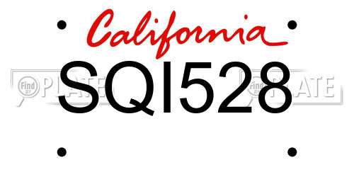 SQI528 California License Plate