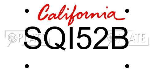 SQI52B California License Plate