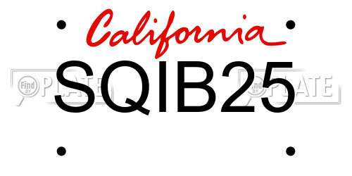 SQIB25 California License Plate