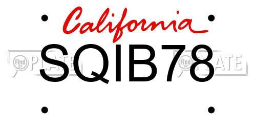 SQIB78 California License Plate