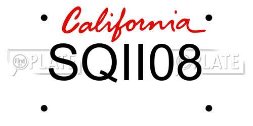 SQII08 California License Plate
