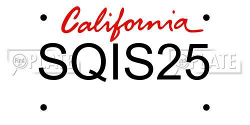 SQIS25 California License Plate