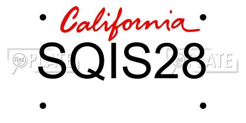 SQIS28 California License Plate