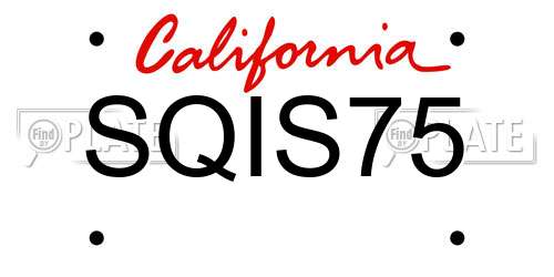SQIS75 California License Plate