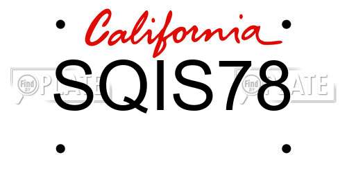 SQIS78 California License Plate