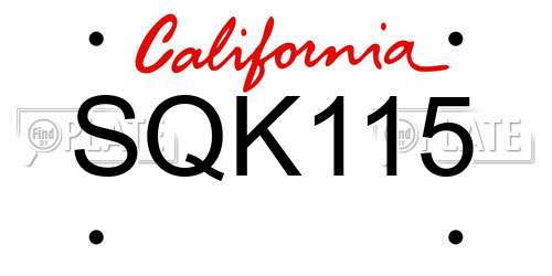 SQK115 California License Plate