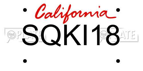 SQKI18 California License Plate