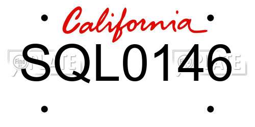 SQL0146 California License Plate