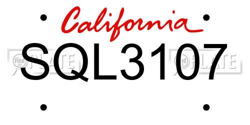 SQL3107 California License Plate