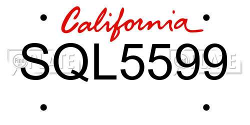SQL5599 California License Plate