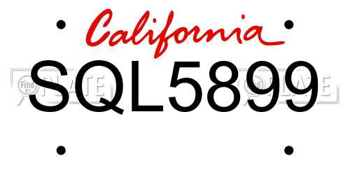 SQL5899 California License Plate