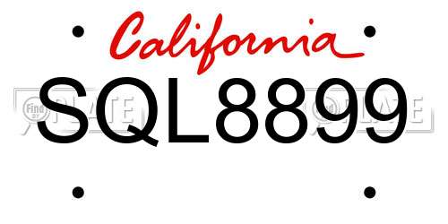 SQL8899 California License Plate