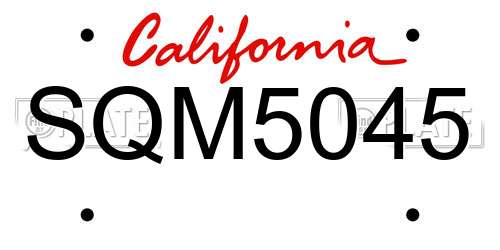 SQM5045 California License Plate