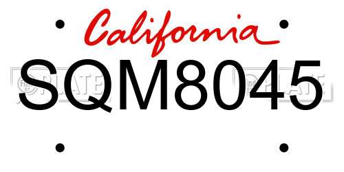 SQM8045 California License Plate