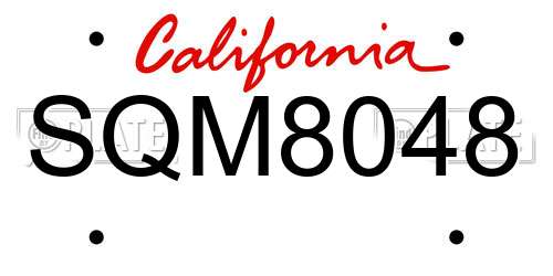 SQM8048 California License Plate