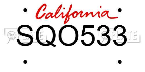 SQO533 California License Plate