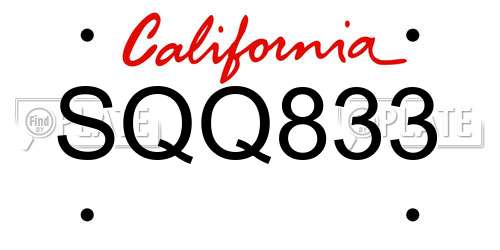 SQQ833 California License Plate