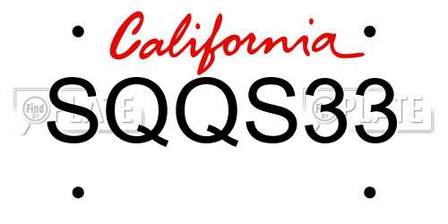 SQQS33 California License Plate