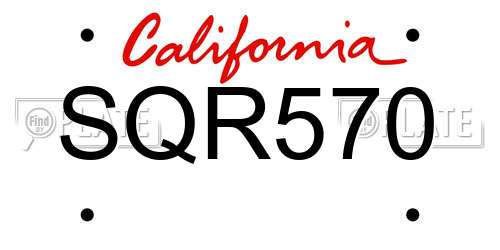 SQR570 California License Plate