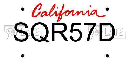 SQR57D California License Plate