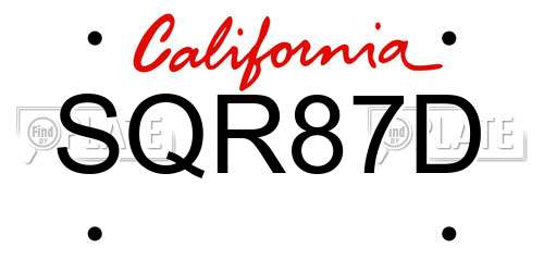 SQR87D California License Plate
