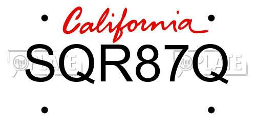 SQR87Q California License Plate