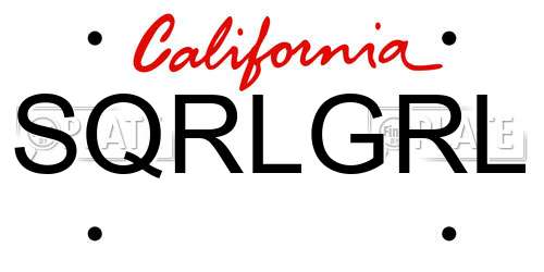 SQRLGRL California License Plate