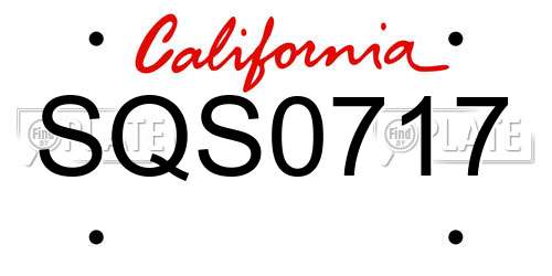 SQS0717 California License Plate