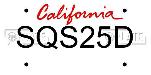 SQS25D California License Plate