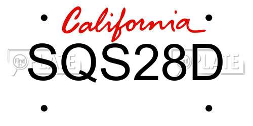 SQS28D California License Plate