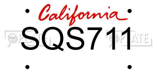 SQS711 California License Plate