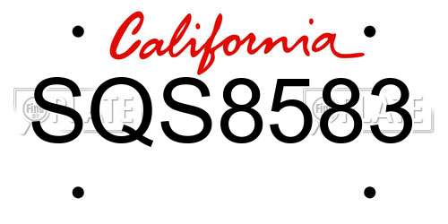 SQS8583 California License Plate