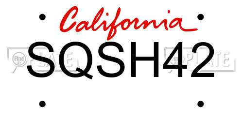 SQSH42 California License Plate