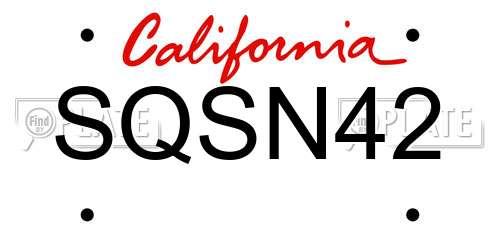 SQSN42 California License Plate