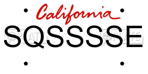 SQSSSSE California License Plate