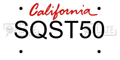 SQST50 California License Plate