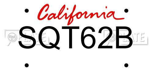 SQT62B California License Plate