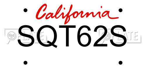 SQT62S California License Plate