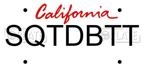 SQTDBTT California License Plate