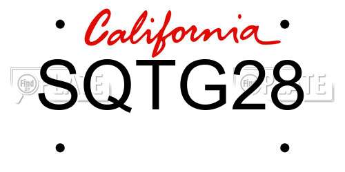 SQTG28 California License Plate