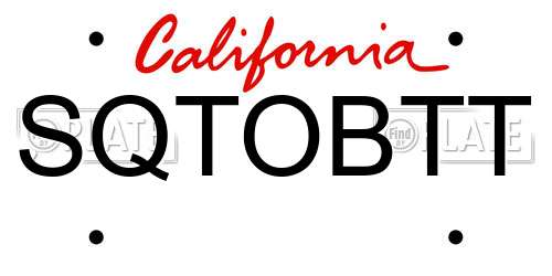 SQTOBTT California License Plate