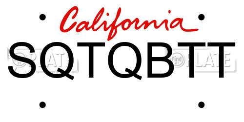 SQTQBTT California License Plate