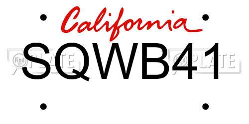 SQWB41 California License Plate