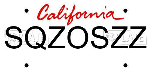 SQZOSZZ California License Plate