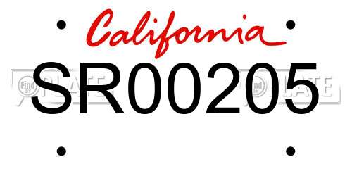 SR00205 California License Plate