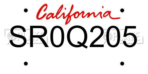 SR0Q205 California License Plate